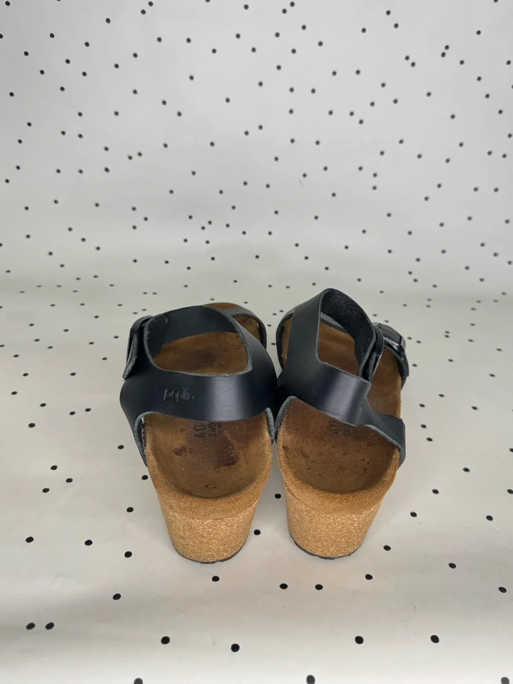 Birkenstock Papillio Soley Black Leather Wedge Sandals with Buckle Straps size 9